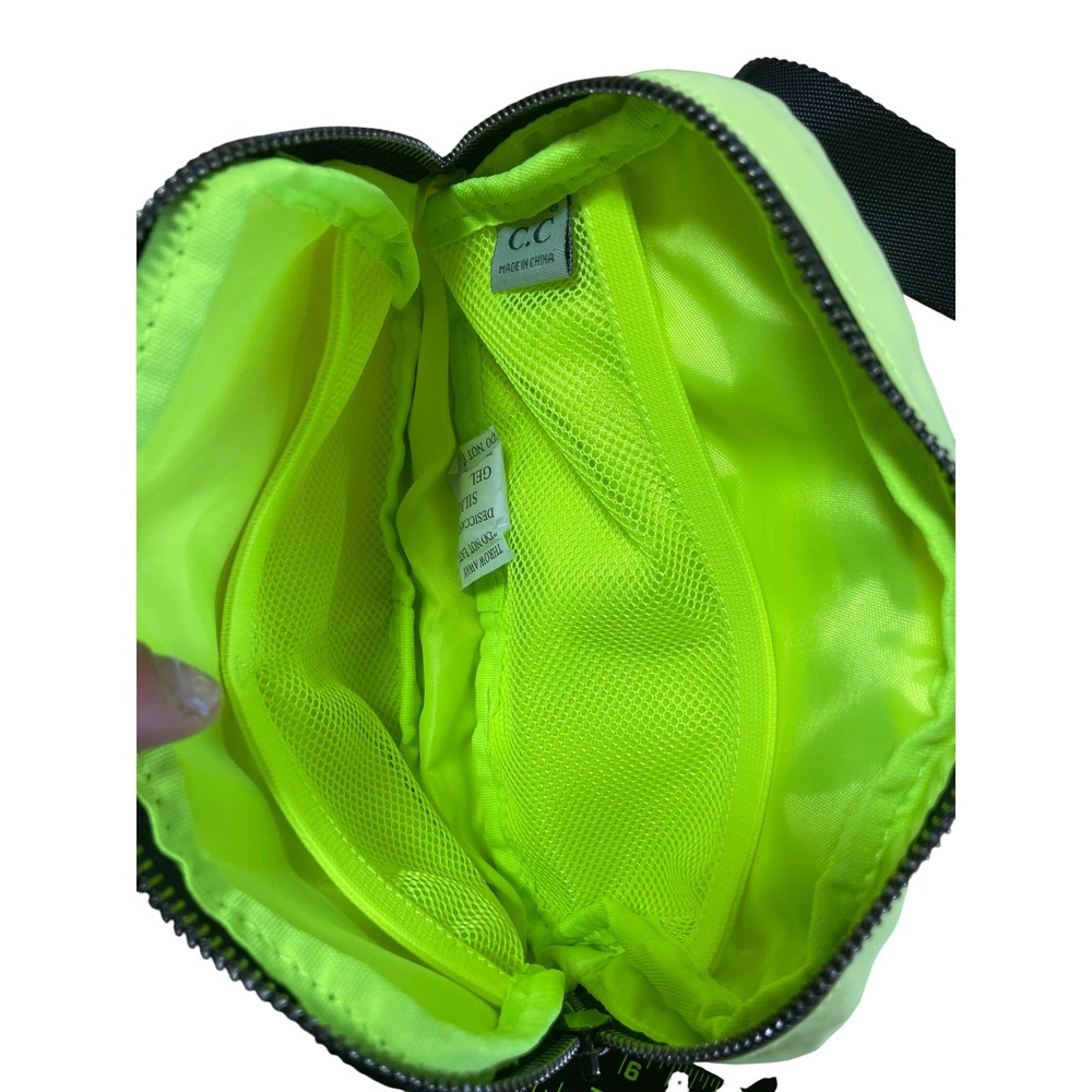 CC Belt Bag Neon Lime Green Nylon Fanny Pack Waist Bag Adjustable Strap NWOT - Picture 5 of 10